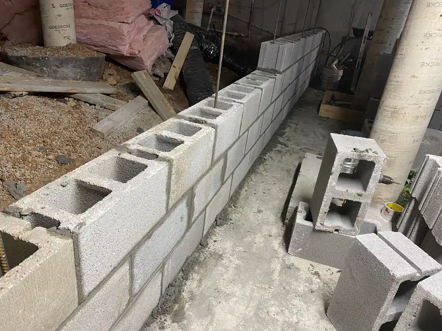 Block wall going up in a basement, Republic, MO