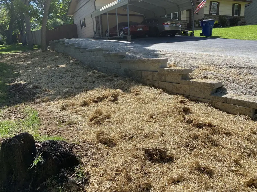 Block wall along a driveway, Ozark, MO