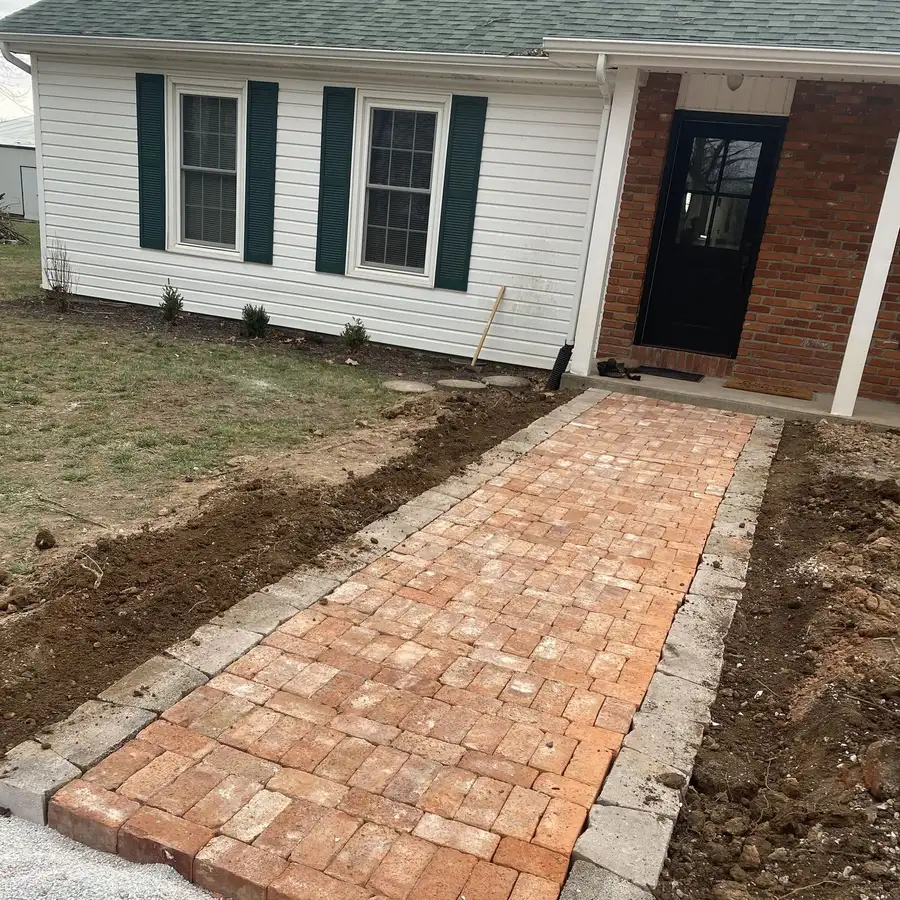 Brick paver walkway to a front door, Sparta, MO