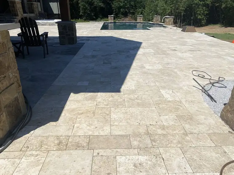 Travertine pool deck